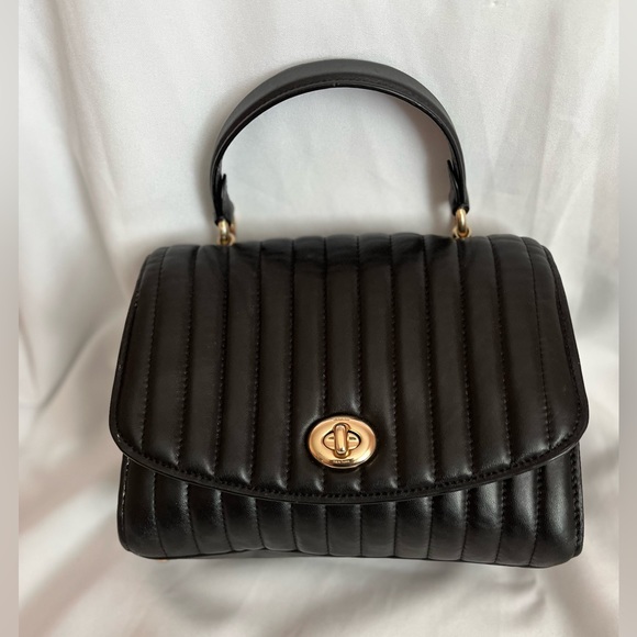 Coach Bags Coach Black Tilly Top Handle With Linear Quilting No Strap Poshmark